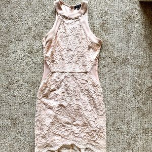 Light Pink Lace Form Fitting Dress